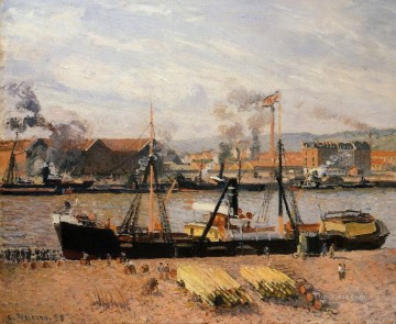 Camille Pissarro Painting - Puerto de Rouen descarga de madera 1898 Camille Pissarro
